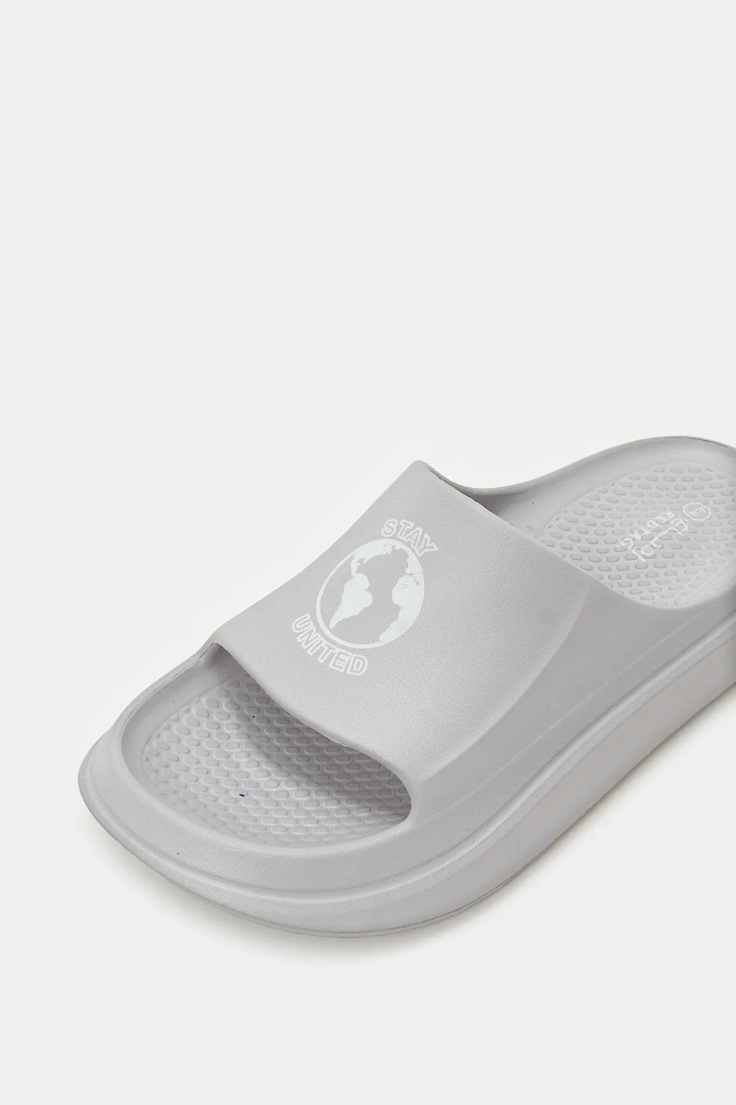 Men Grey Platform Moulded Slide