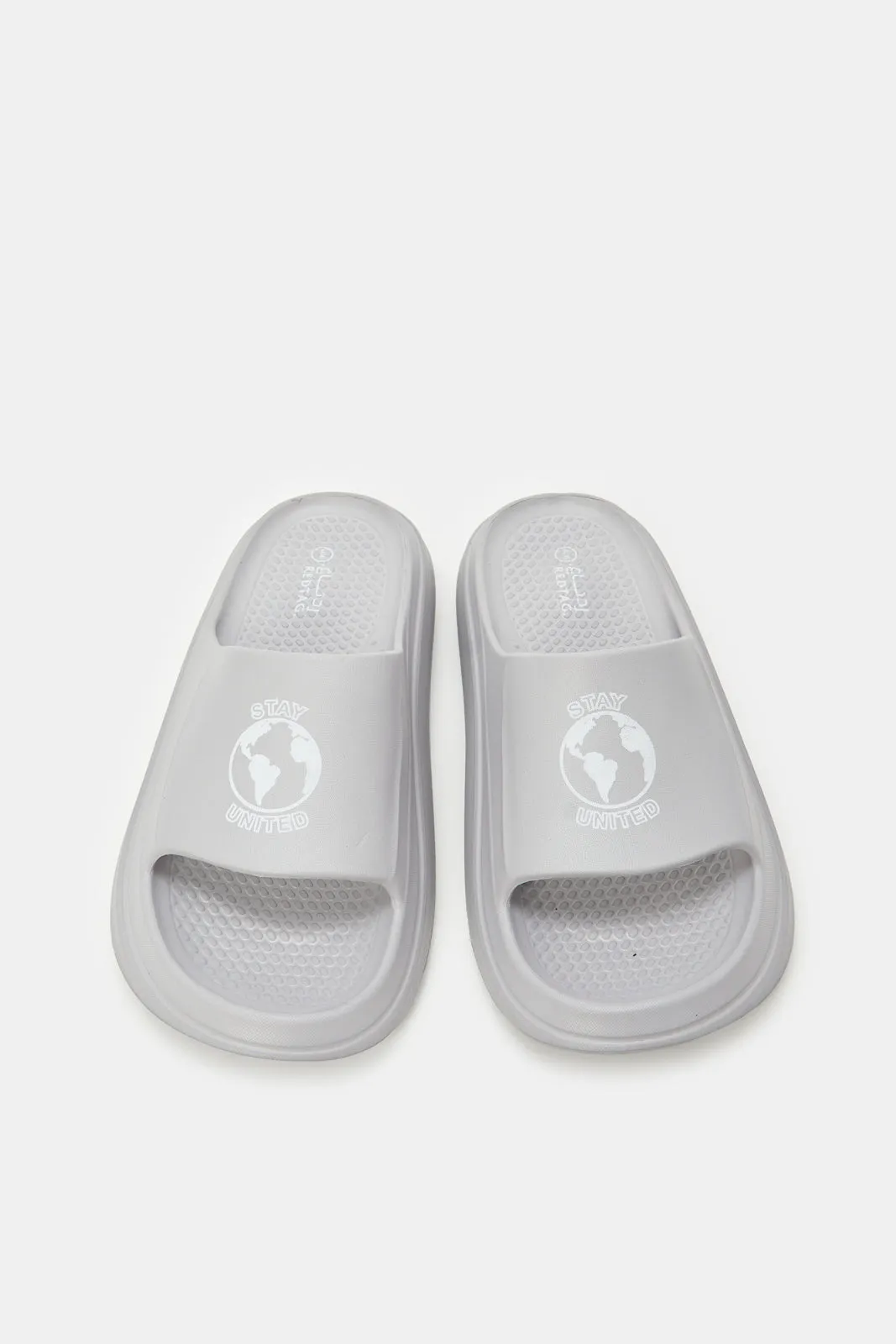 Men Grey Platform Moulded Slide