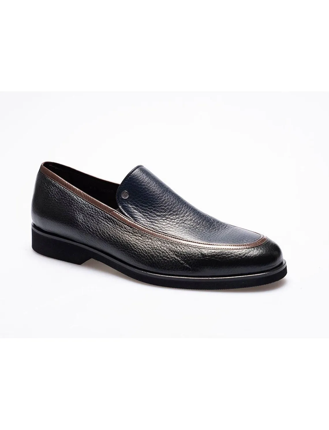 Men  Navy Blue Genuine Leather Classic Shoes