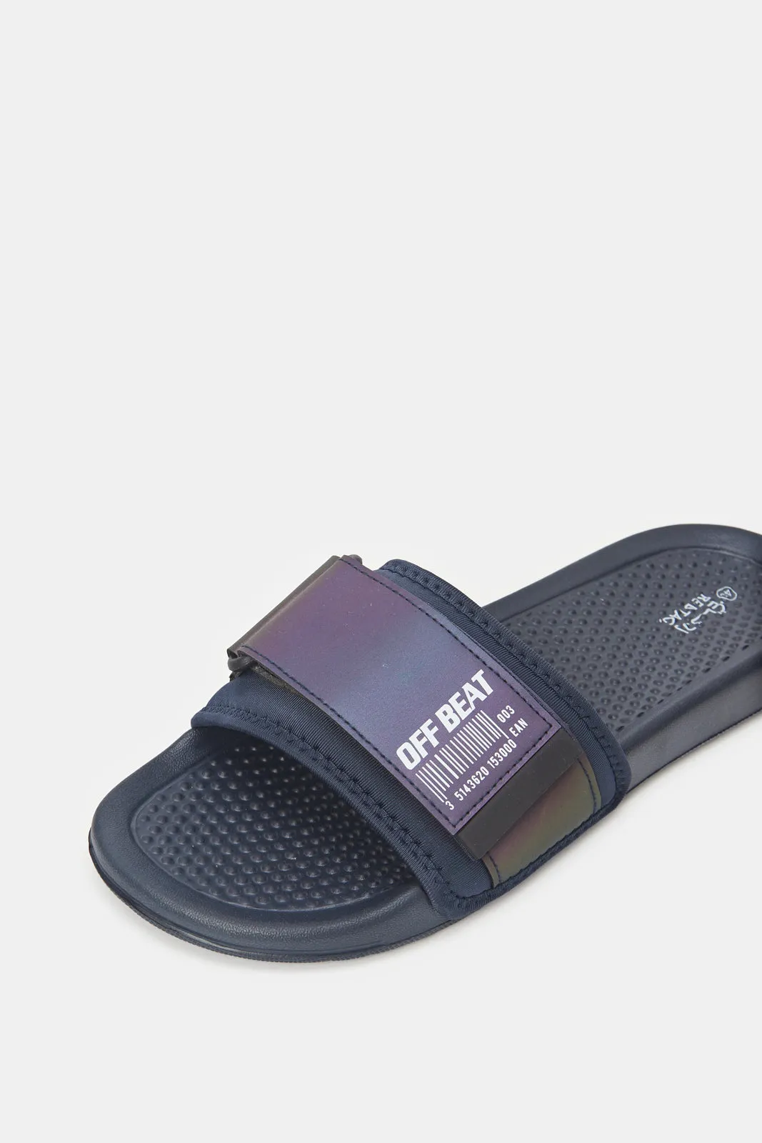 Men Navy Patch Work Slide With Velcro