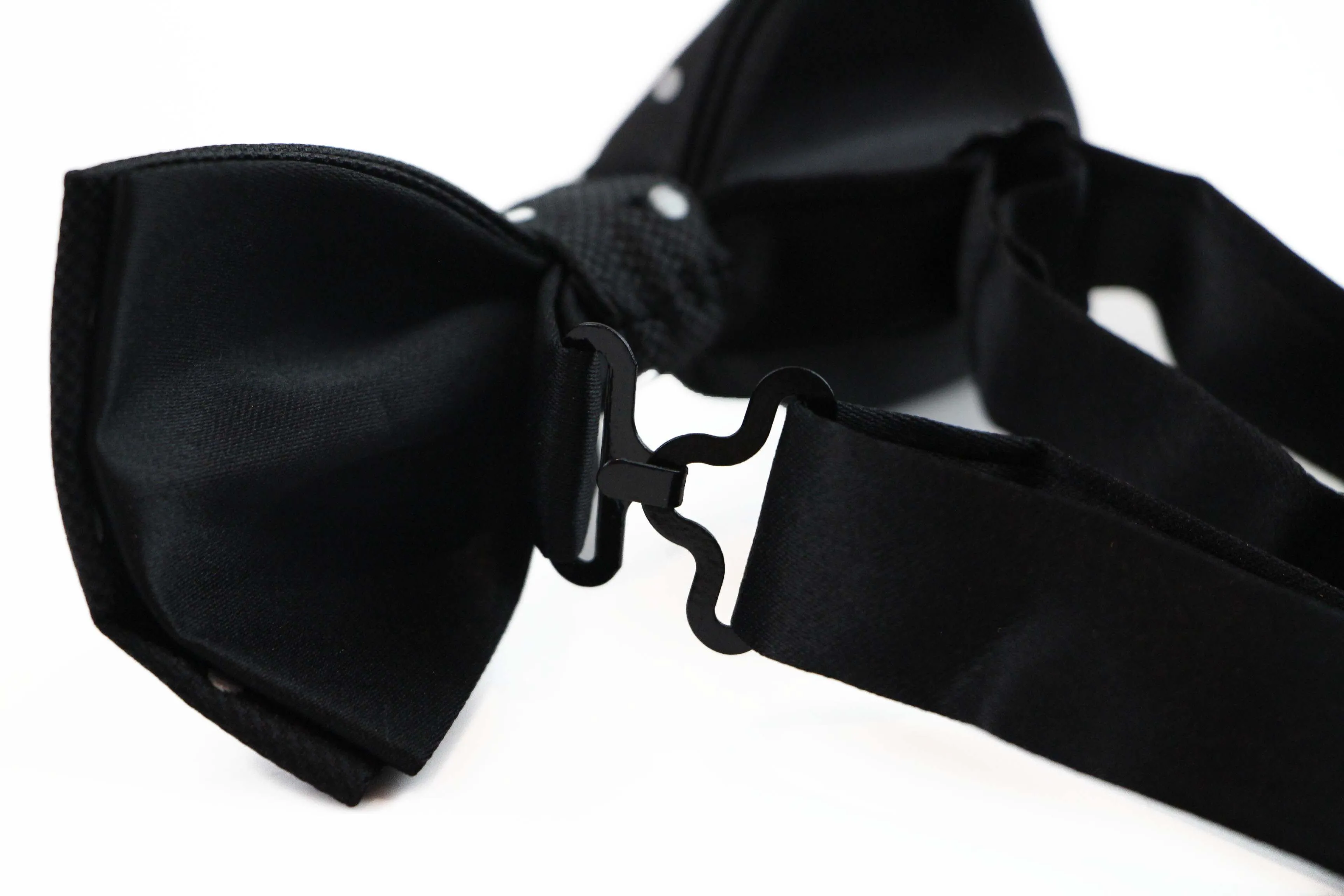 Mens Black & Silver Polka Dots Bow Tie