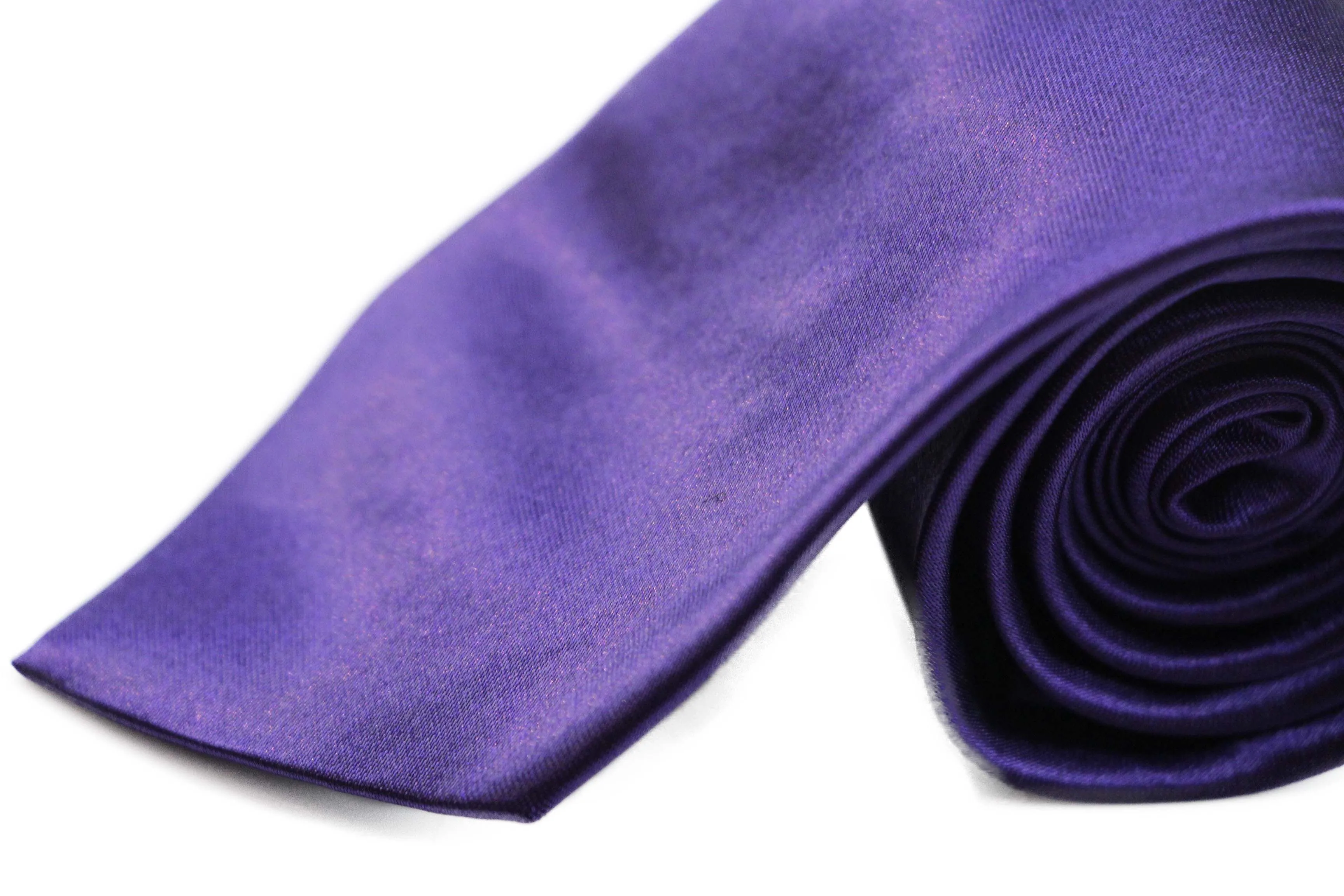 Mens Dark Purple 8cm Plain Neck Tie