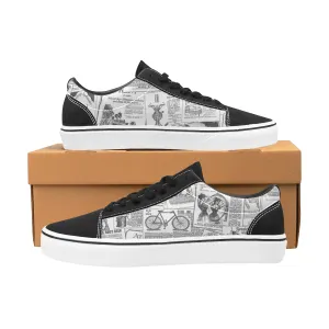 Men's Monochrome Newspaper Print Low Top Canvas Shoes