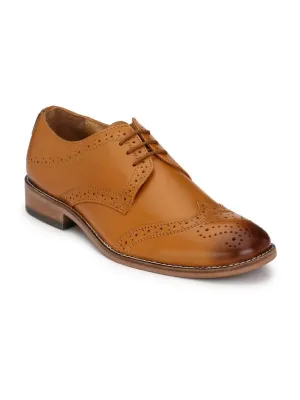 Men's Tan Derby Brogue Original Leather Formal Shoes