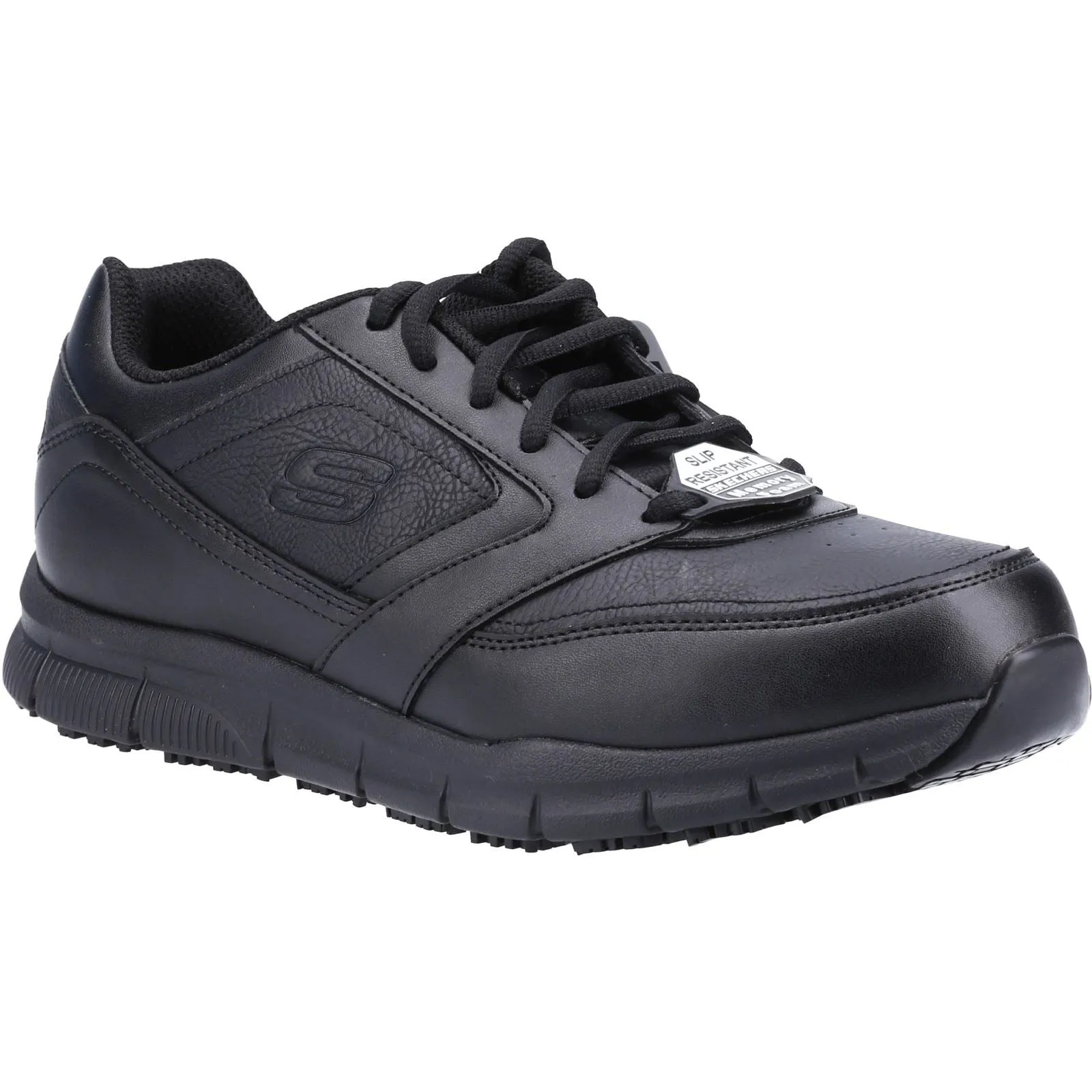 Men's Wide Fit Skechers 77156EC Nampa Occupational Trainers - Black