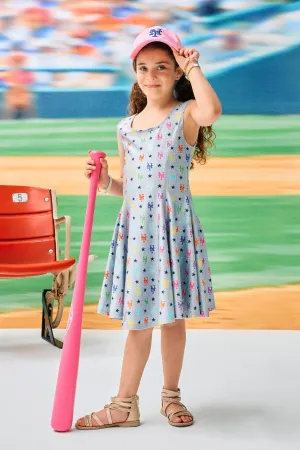 Mets Girls Skater Dress in Rainbow Monogram