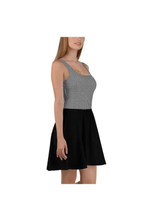 Micro Houndstooth Skater Dress