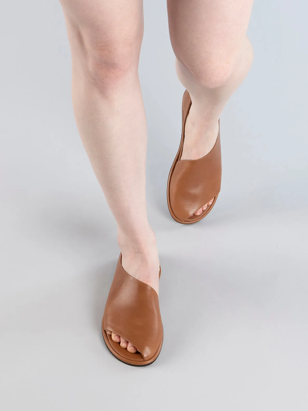 MIENNE 102 - Brown Leather Peep Toe Shoes