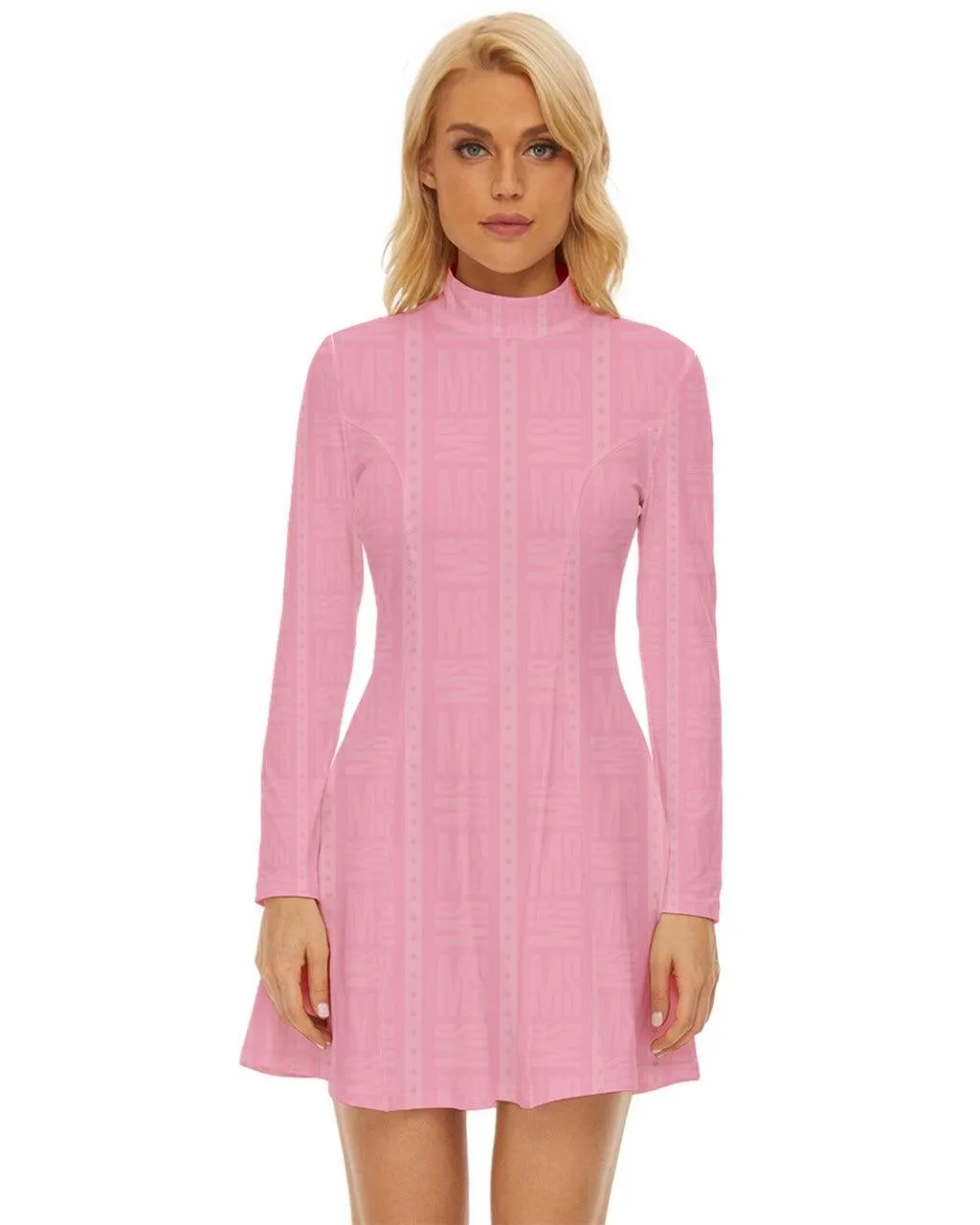 MISHA Long Sleeve Velour Longline Dress - Pink