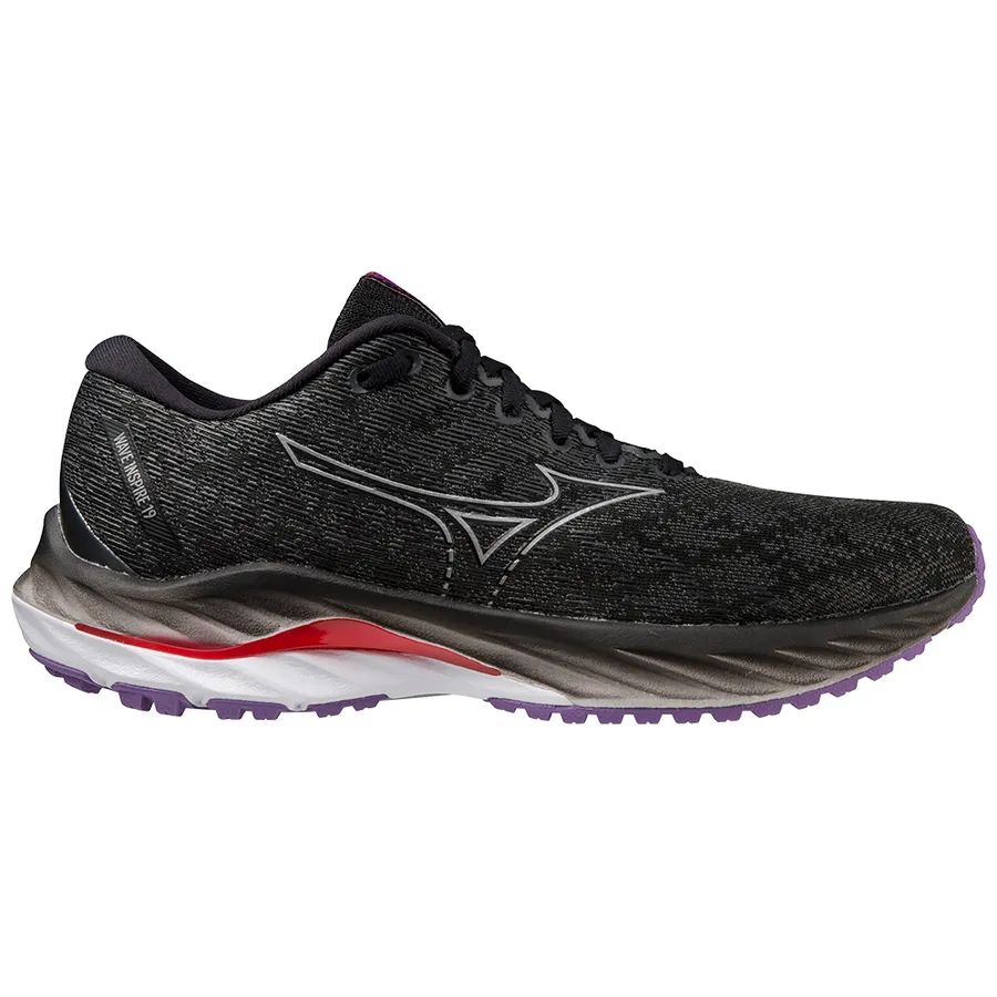 Mizuno Wave Inspire 19 Wide (Women's) - Black/Silver/Bitsweet