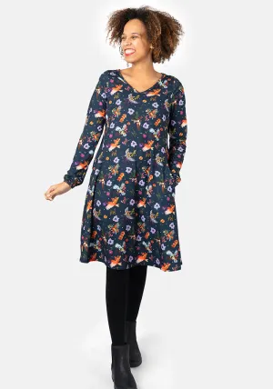 Nailah Pretty Birds Print Trapeze Dress