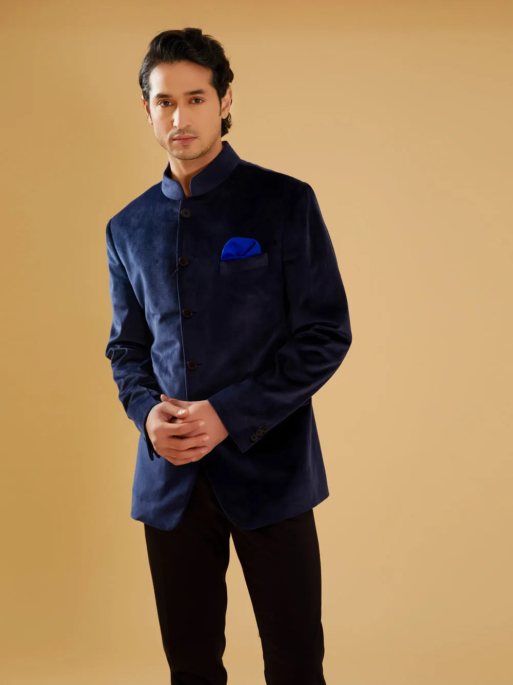 Navy Velvet Bandhgala Jacket