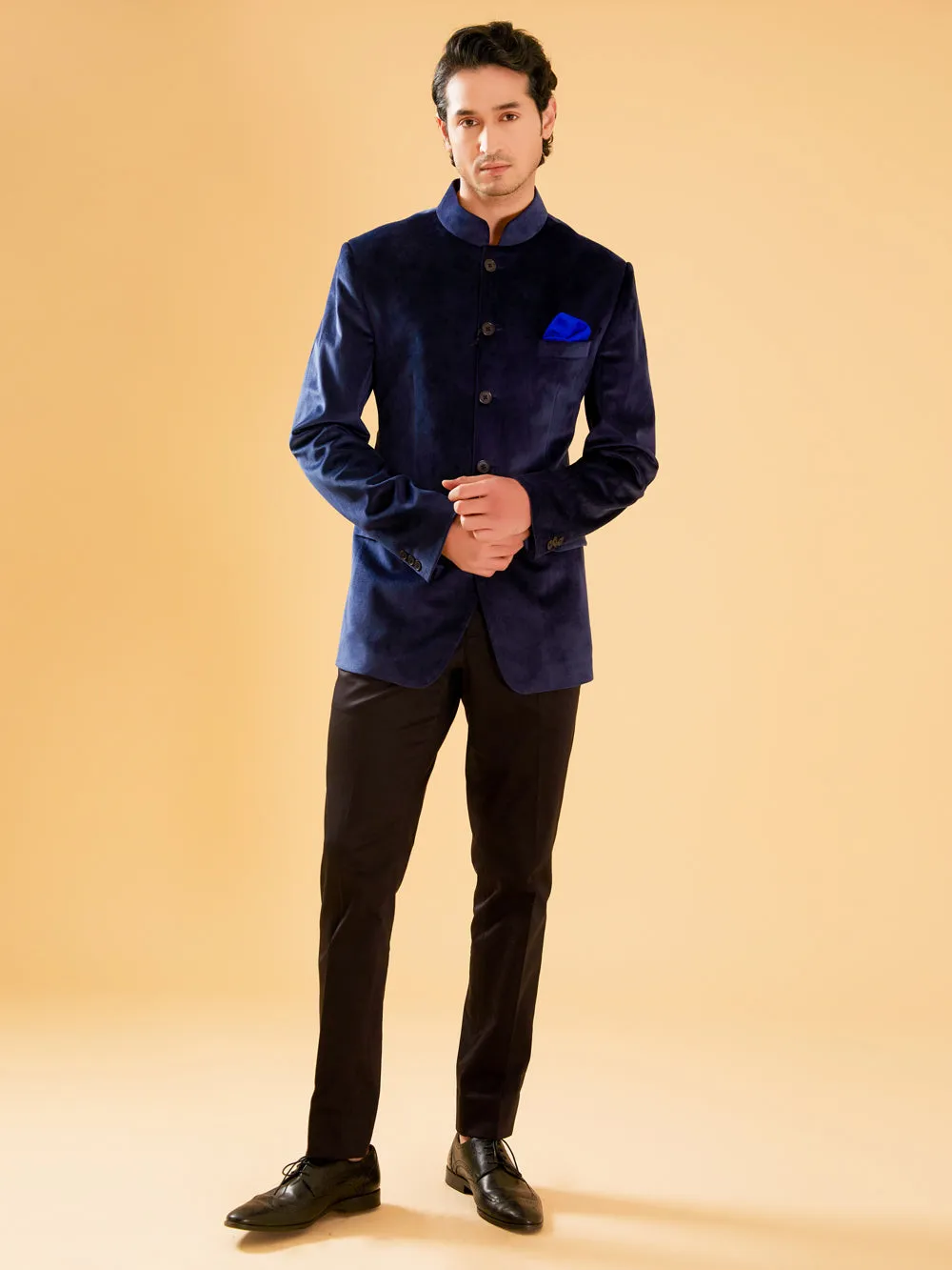 Navy Velvet Bandhgala Jacket