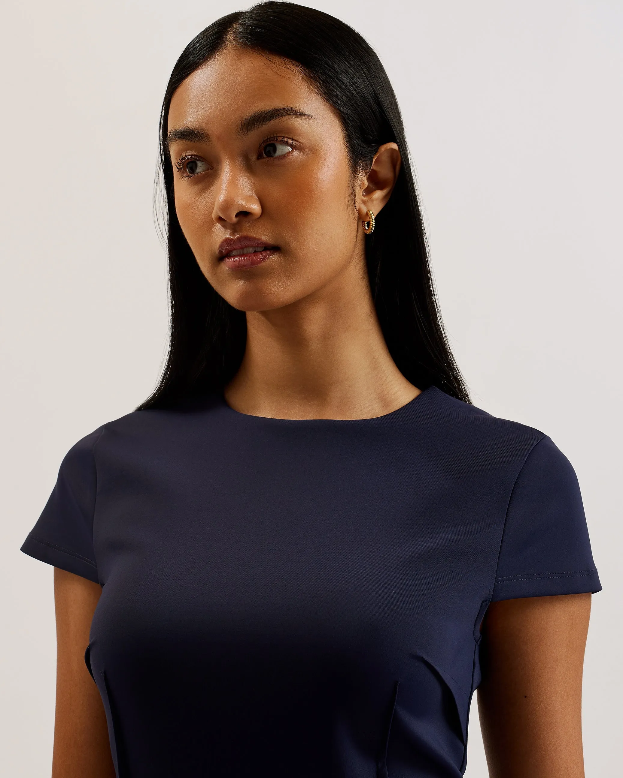 Percell Neoprene Skater Dress Navy