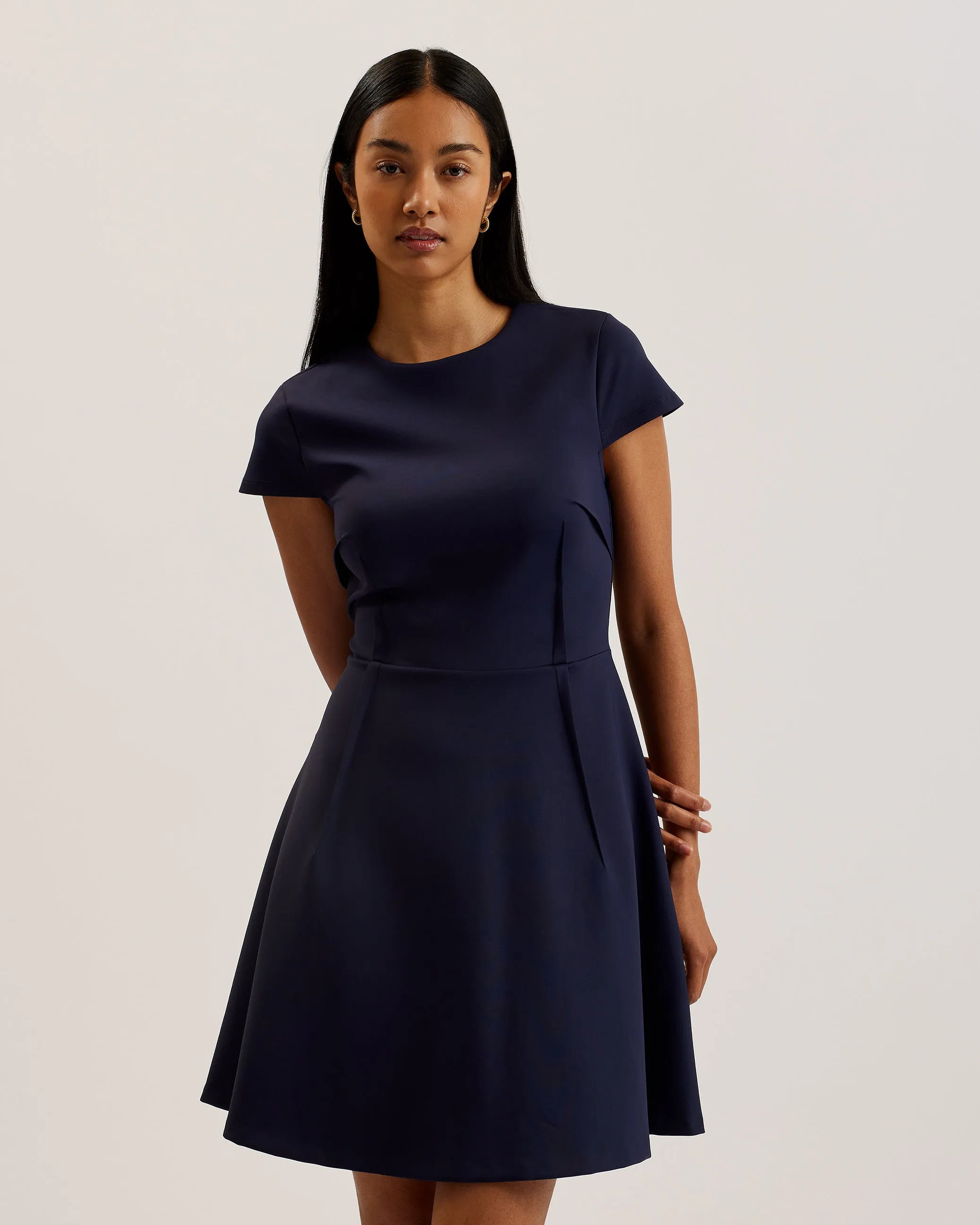 Percell Neoprene Skater Dress Navy