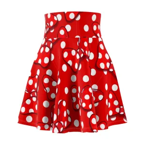 Polka Dots With Red Bows Skater Skirt