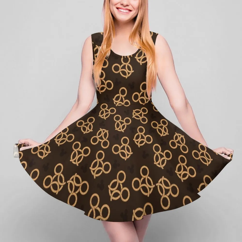 Pretzels Women's Sleeveless Round Neck Skater Dress