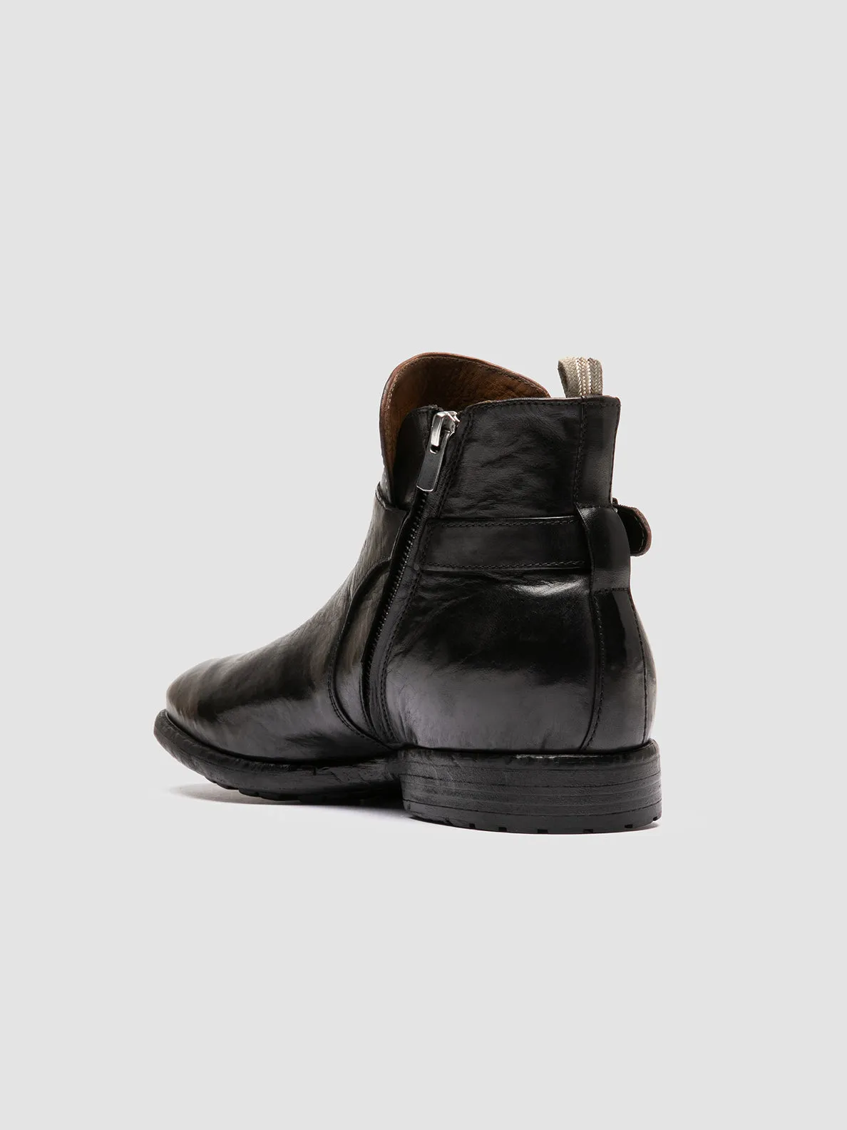 PRINCE 696 - Black Leather Zipped Boots