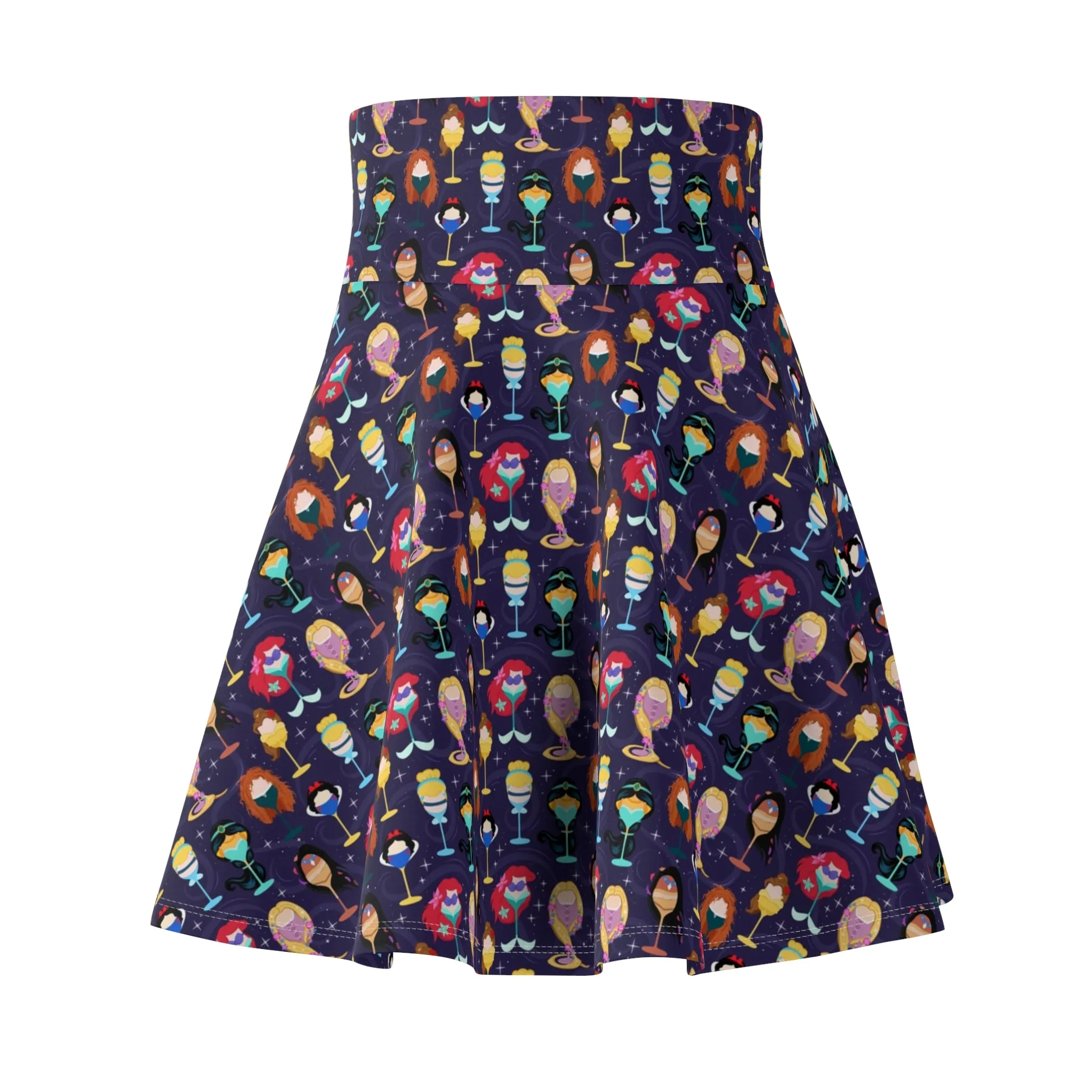 Princess Wine Glasses Women's Skater Skirt