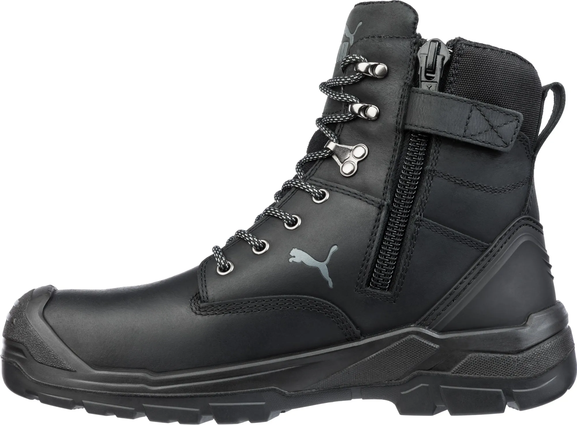 Puma Safety Black Mens Leather Conquest CTX 7in WP CT Lace-Up Work Boots