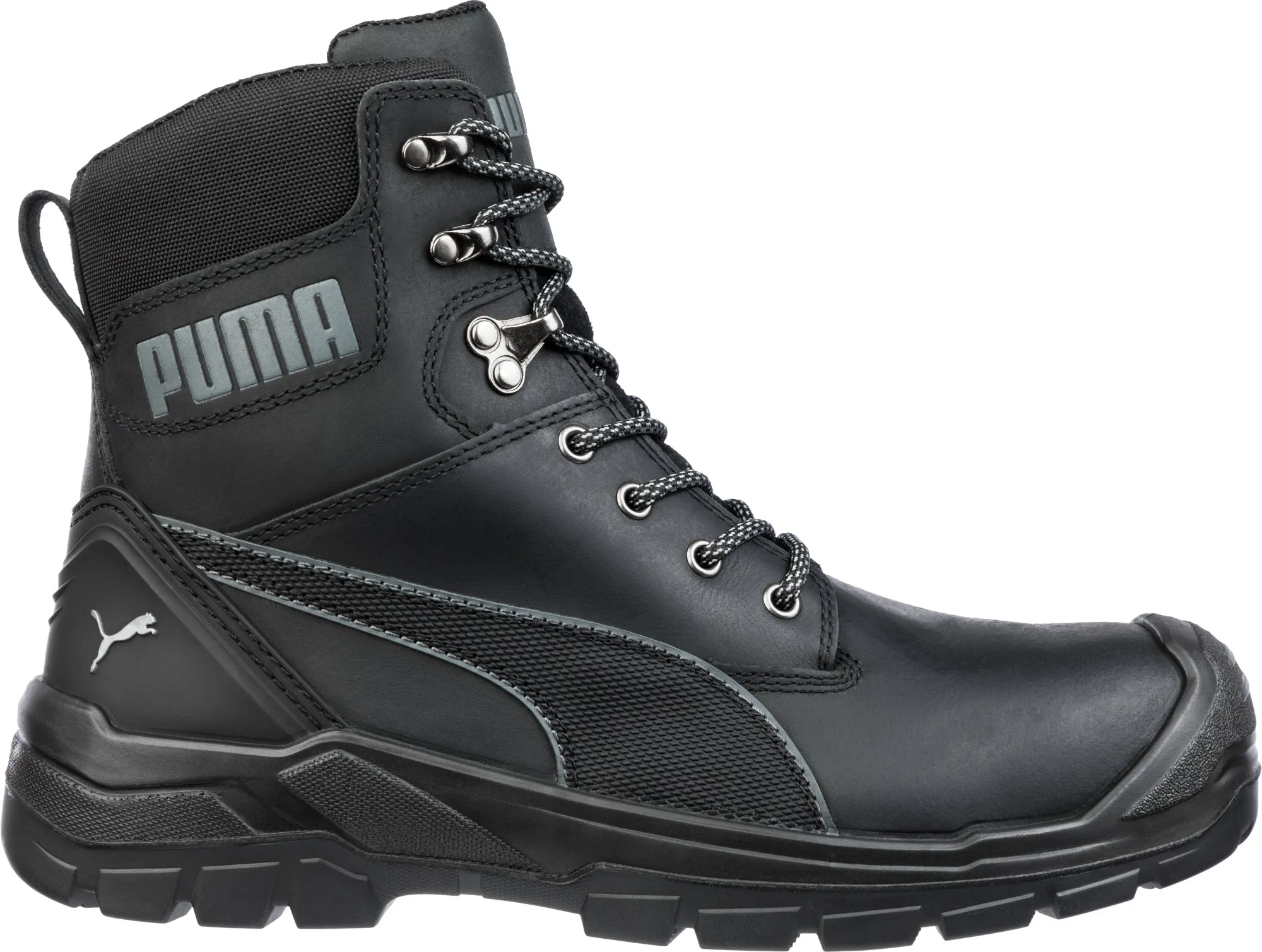 Puma Safety Black Mens Leather Conquest CTX 7in WP CT Lace-Up Work Boots