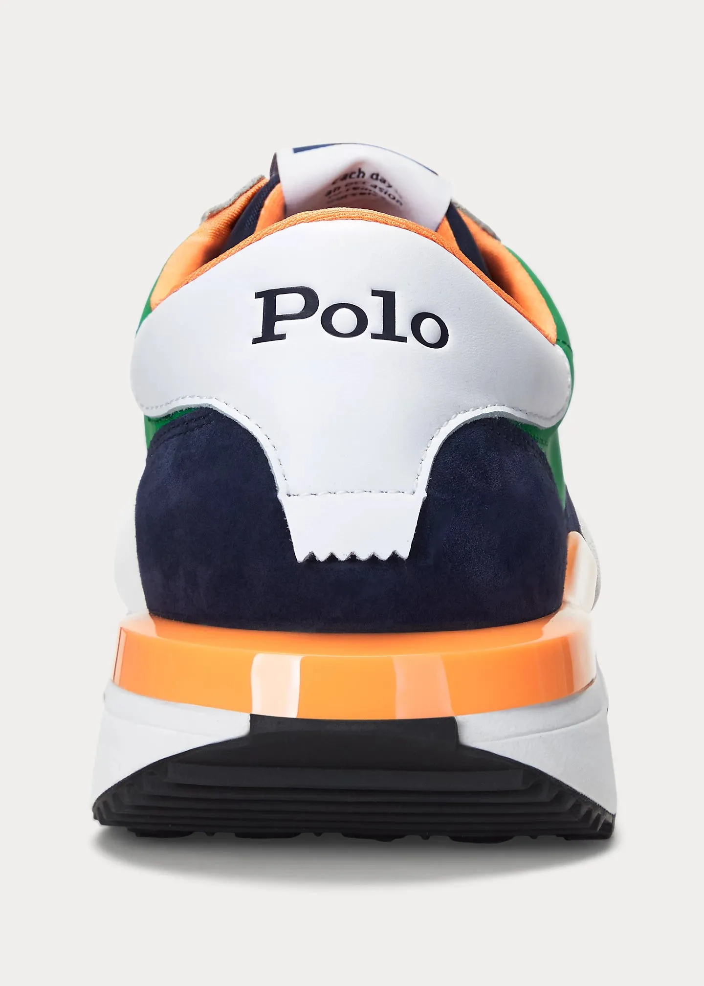 Ralph Lauren Train 89 Suede-Panelled Trainer | White/Orange/Green