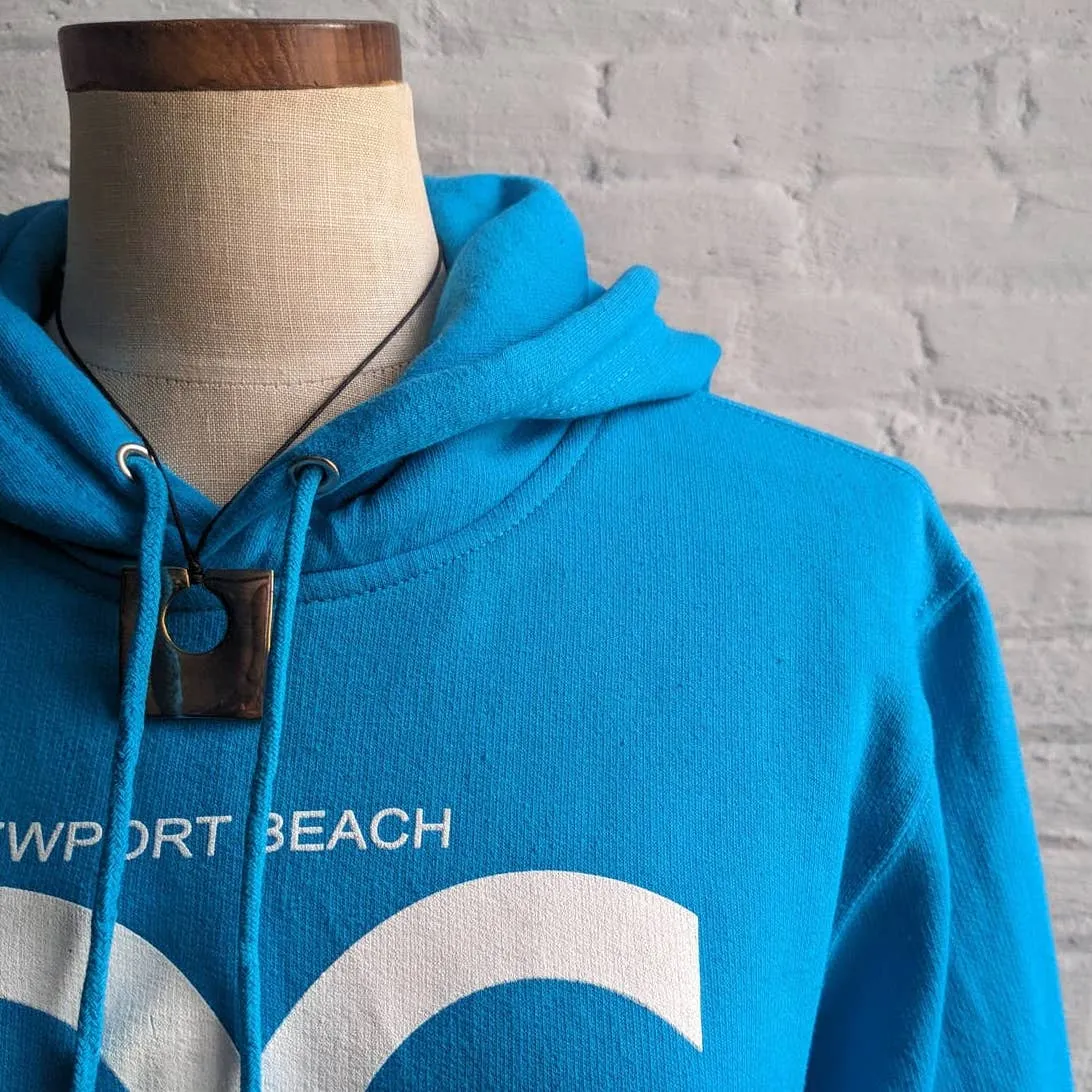 Retro OC Bright Baby Blue Hoodie Newport Beach California Surf Skater Sweater