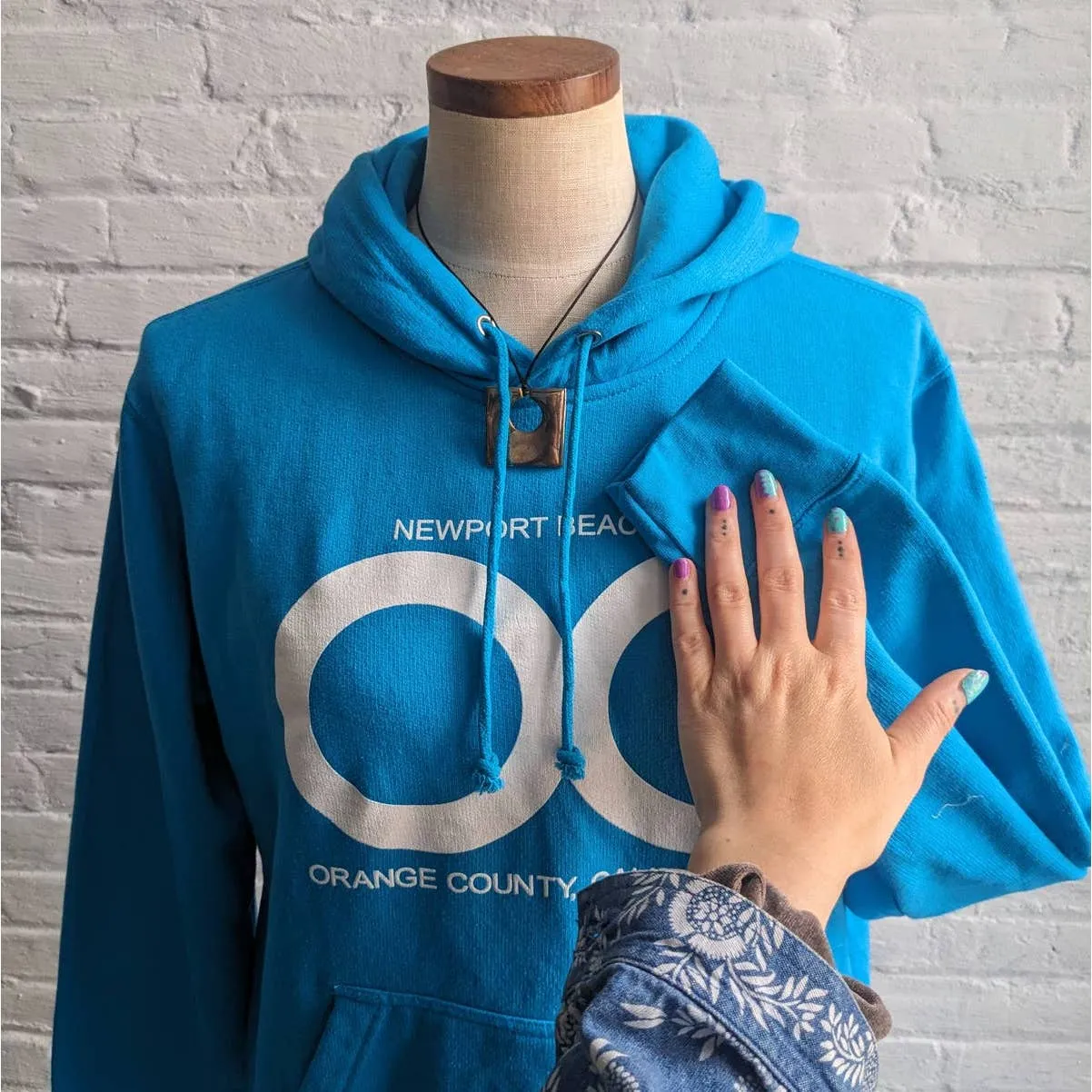 Retro OC Bright Baby Blue Hoodie Newport Beach California Surf Skater Sweater