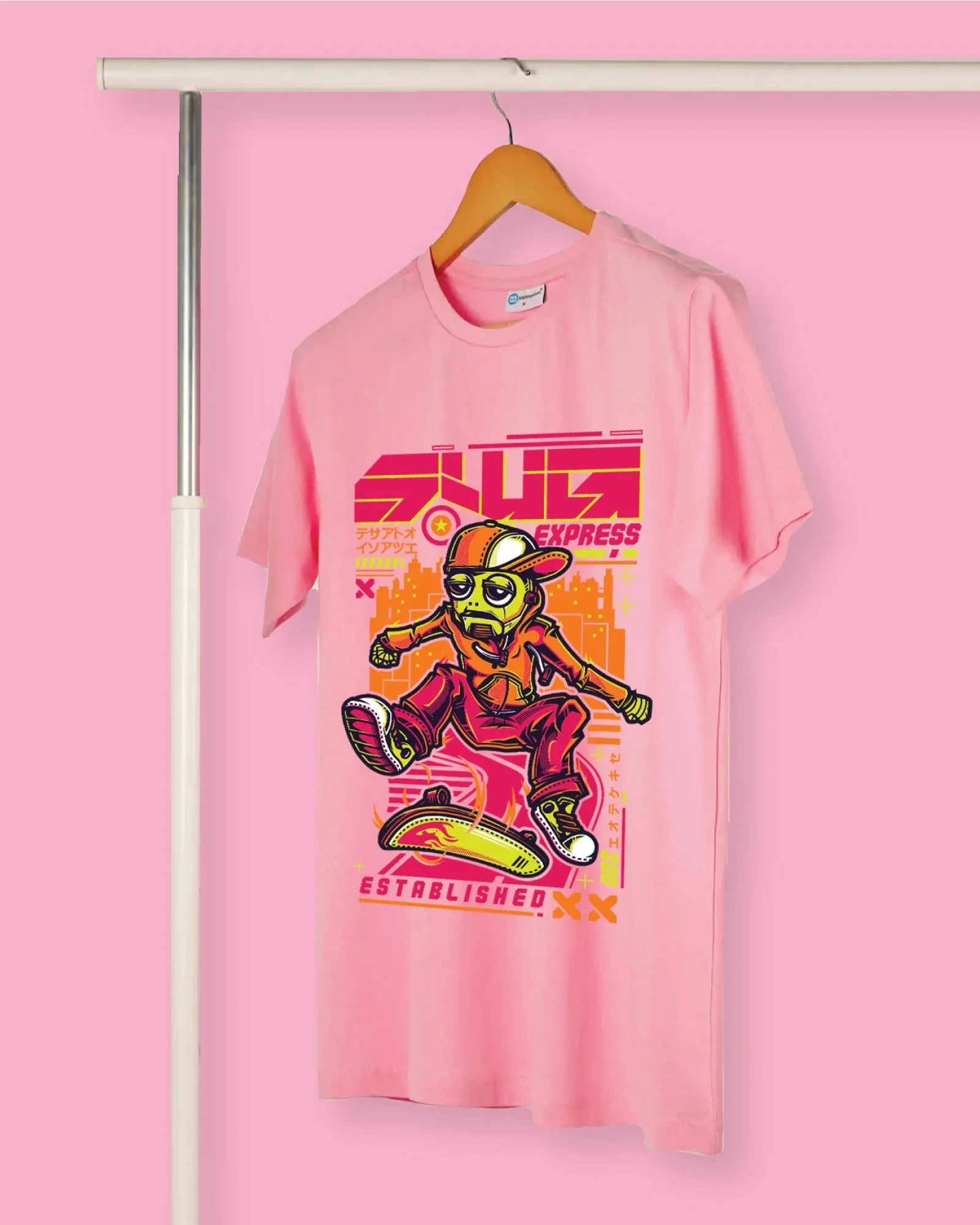 Robo Skater Crew Neck: Baby Pink