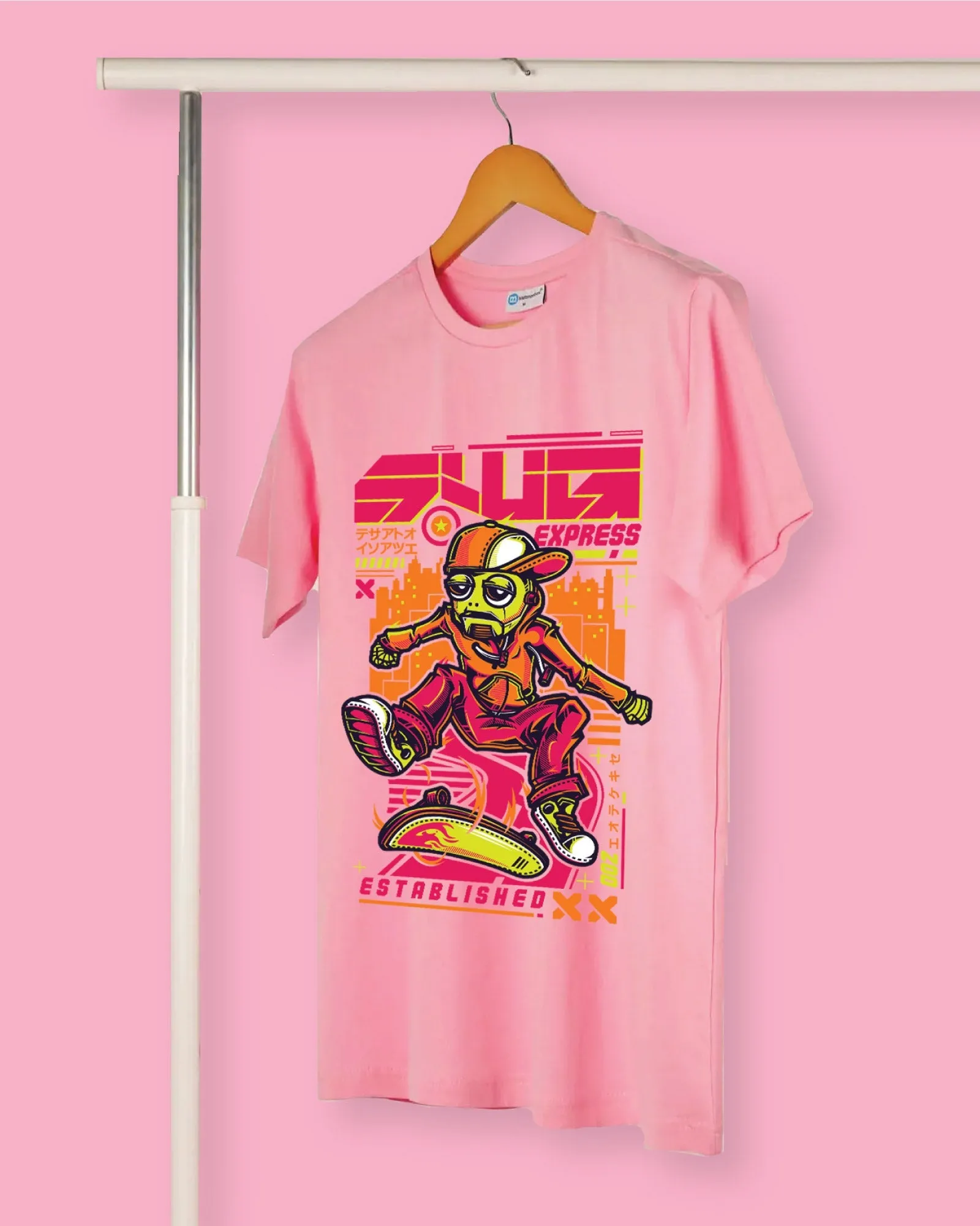 Robo Skater Crew Neck: Baby Pink