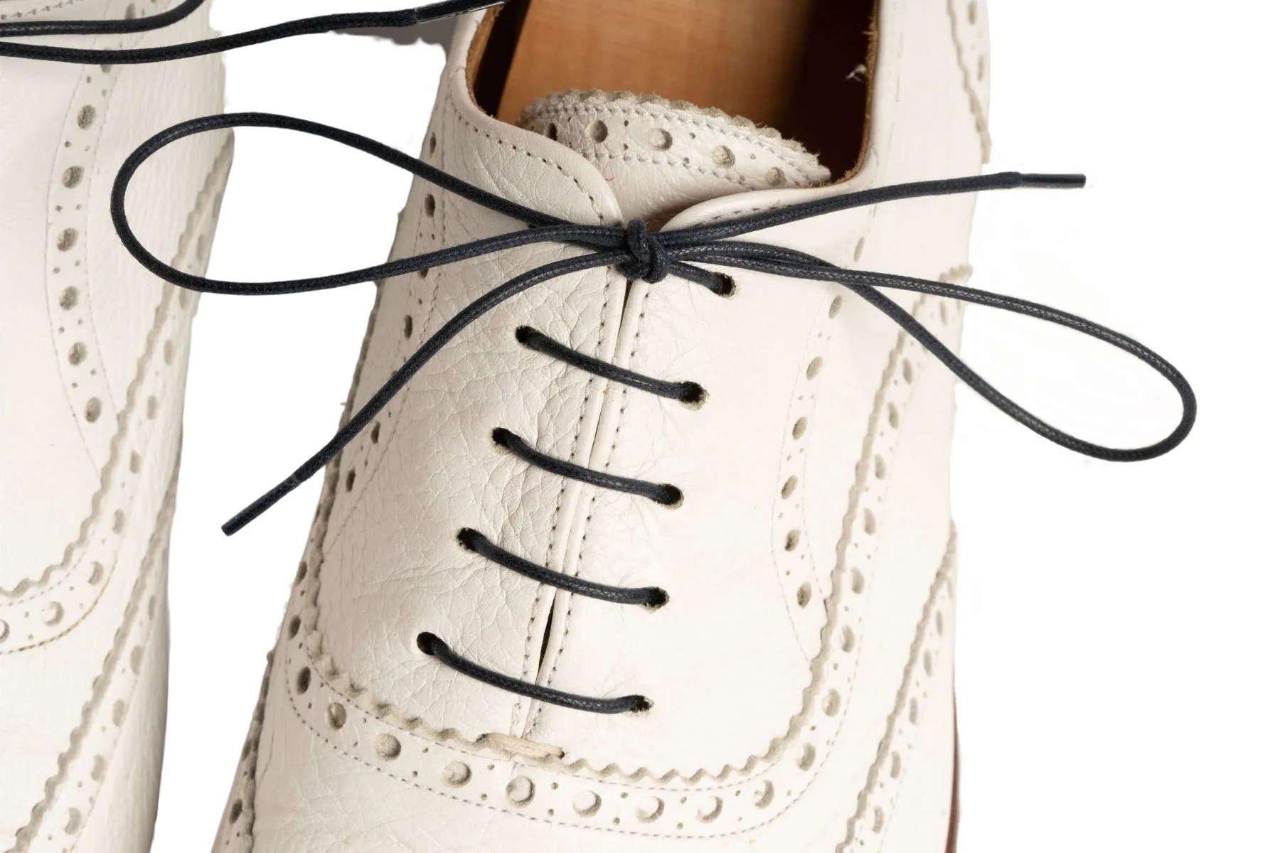 Round Navy Waxed Cotton Shoelaces