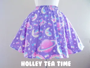 Saturn's wish purple skater skirt [made to order]