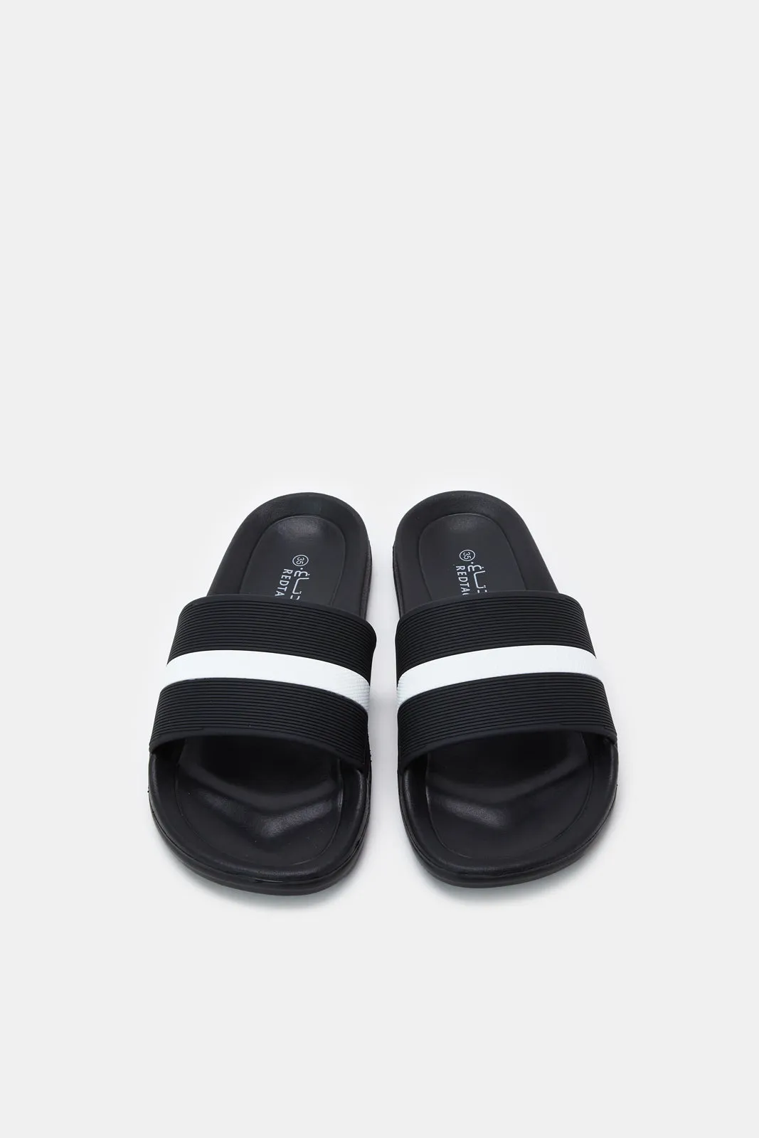 Senior Boys Black With White Stripes Slide