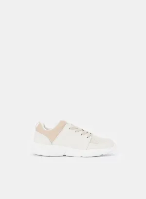 Senior Girls Beige Lace-Up Trainer