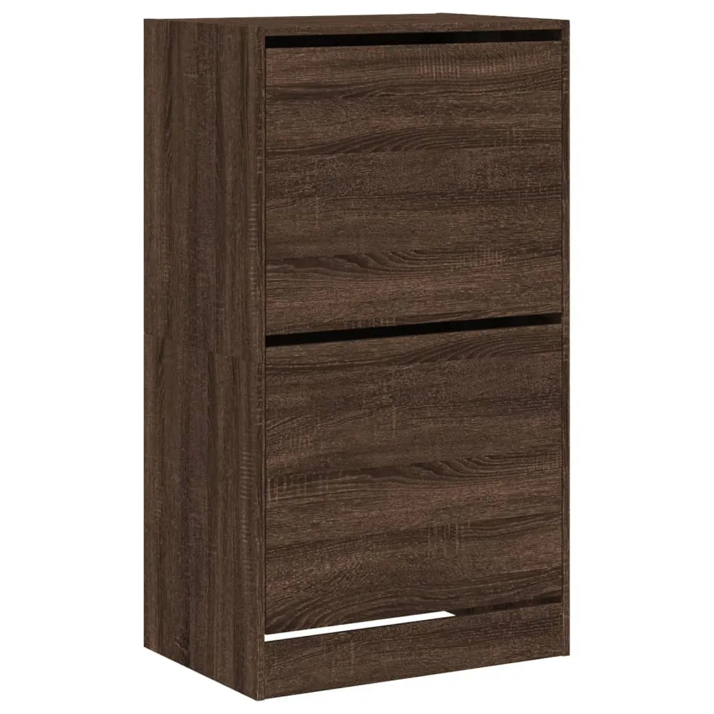 Shoe Cabinet with 2 Flip-Drawers Brown Oak 60x42x108 cm