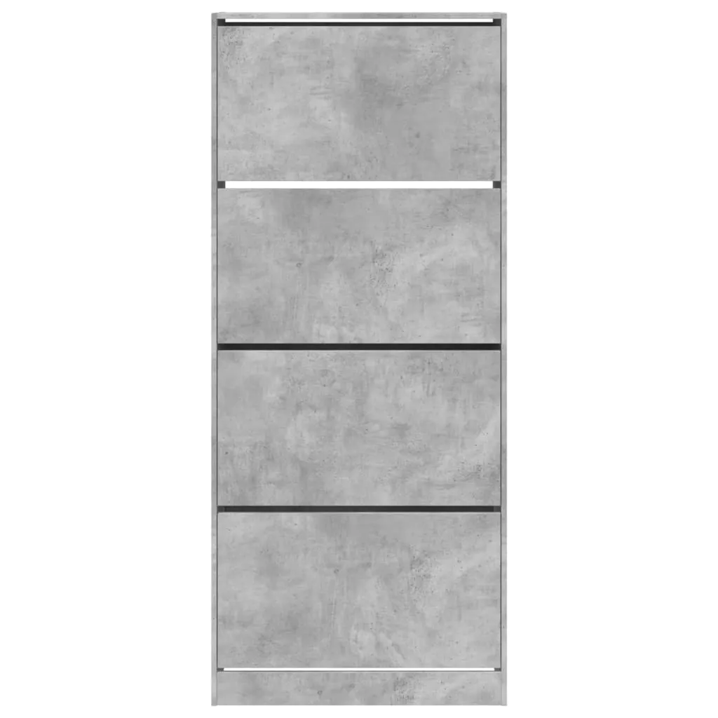 Shoe Cabinet with 4 Flip-Drawers Concrete Grey 80x34x187.5 cm