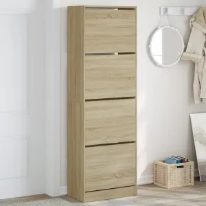 Shoe Cabinet with 4 Flip-Drawers Sonoma Oak 60x34x187.5 cm