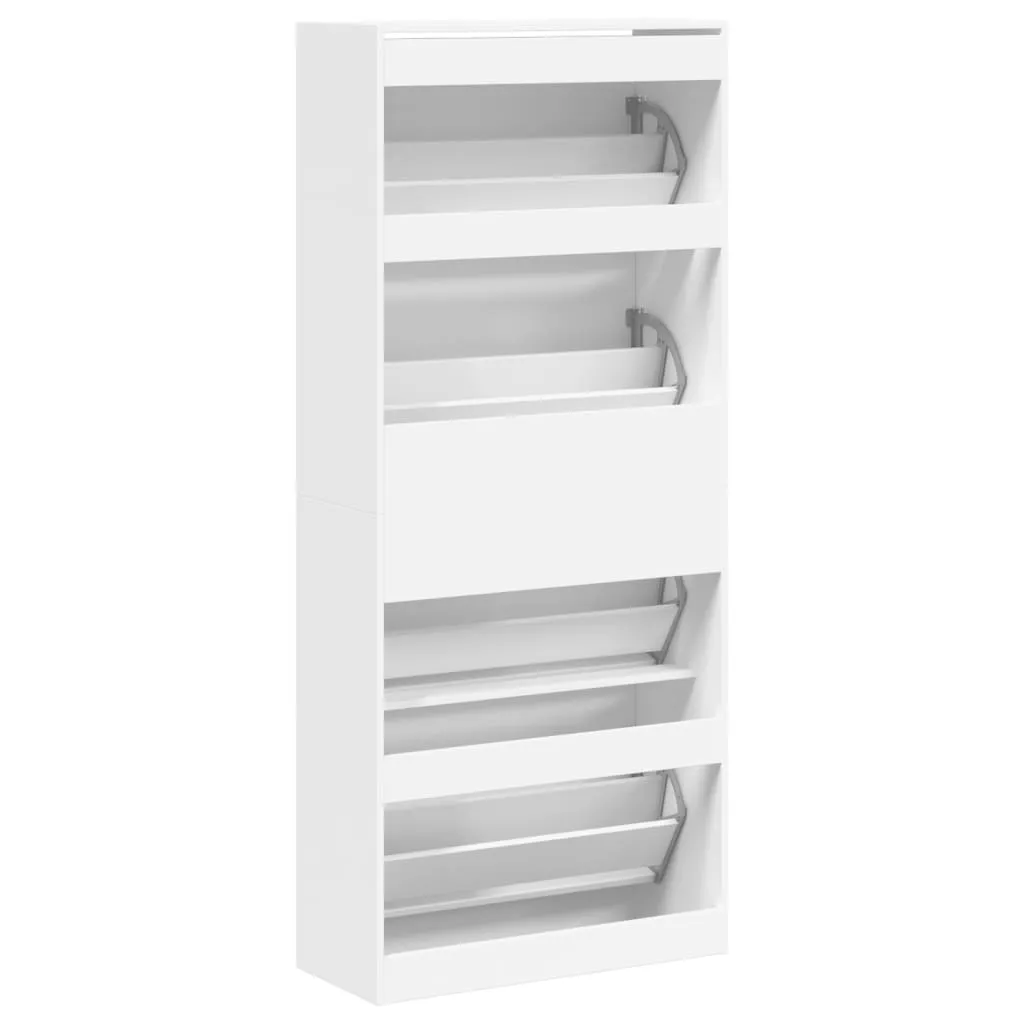 Shoe Cabinet with 4 Flip-Drawers White 80x34x187.5 cm