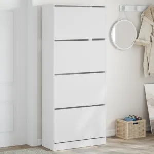 Shoe Cabinet with 4 Flip-Drawers White 80x34x187.5 cm