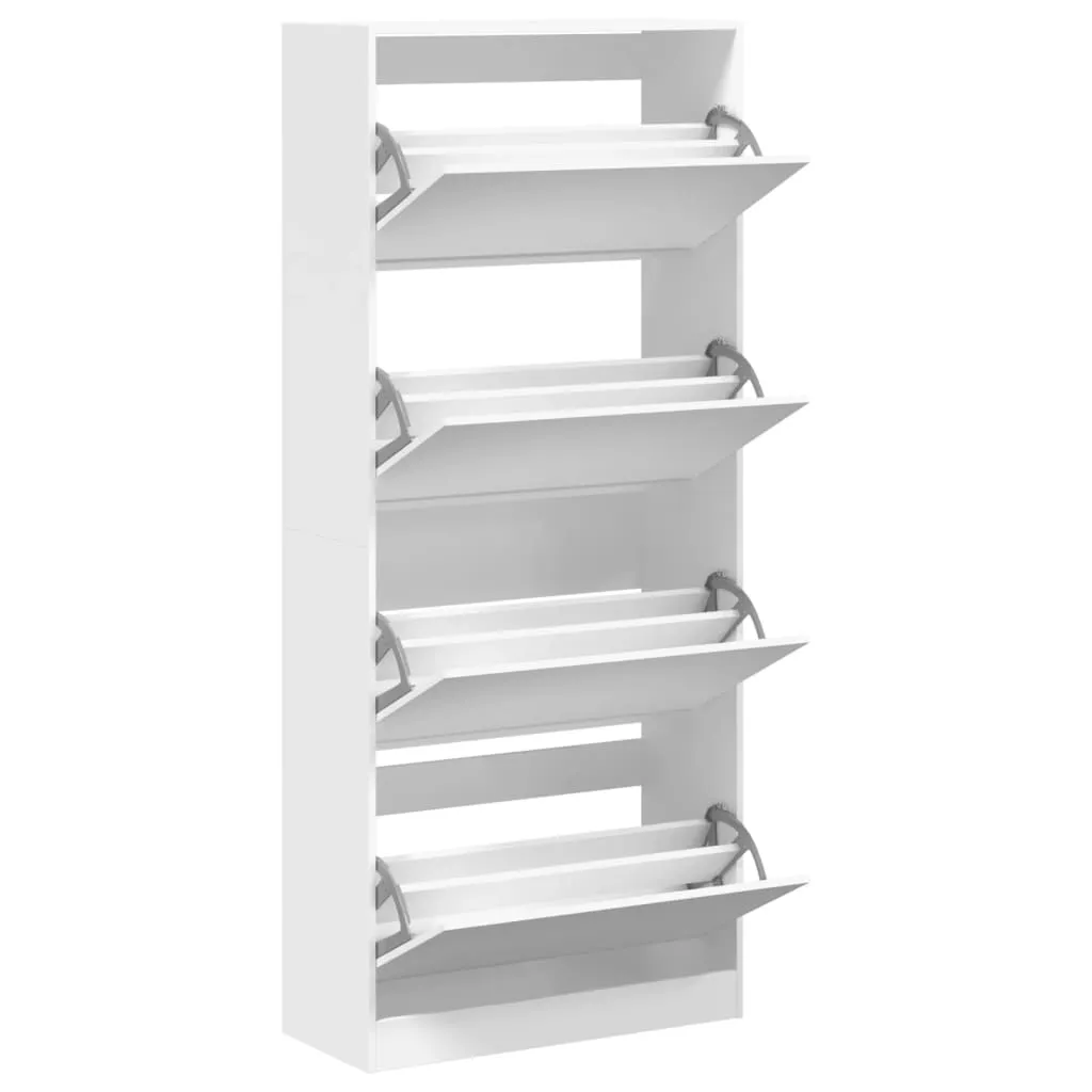 Shoe Cabinet with 4 Flip-Drawers White 80x34x187.5 cm