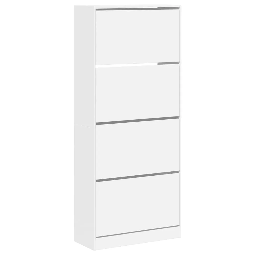 Shoe Cabinet with 4 Flip-Drawers White 80x34x187.5 cm