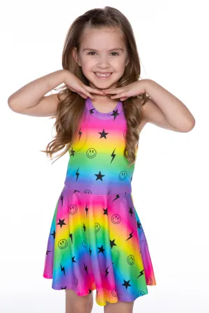 Simply Soft Racerback Skater Dress - Rainbow Smile Star Bolt