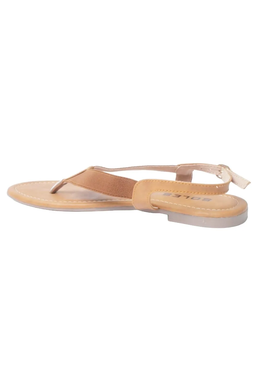 SOLES Elegant Tan Flat Sandals