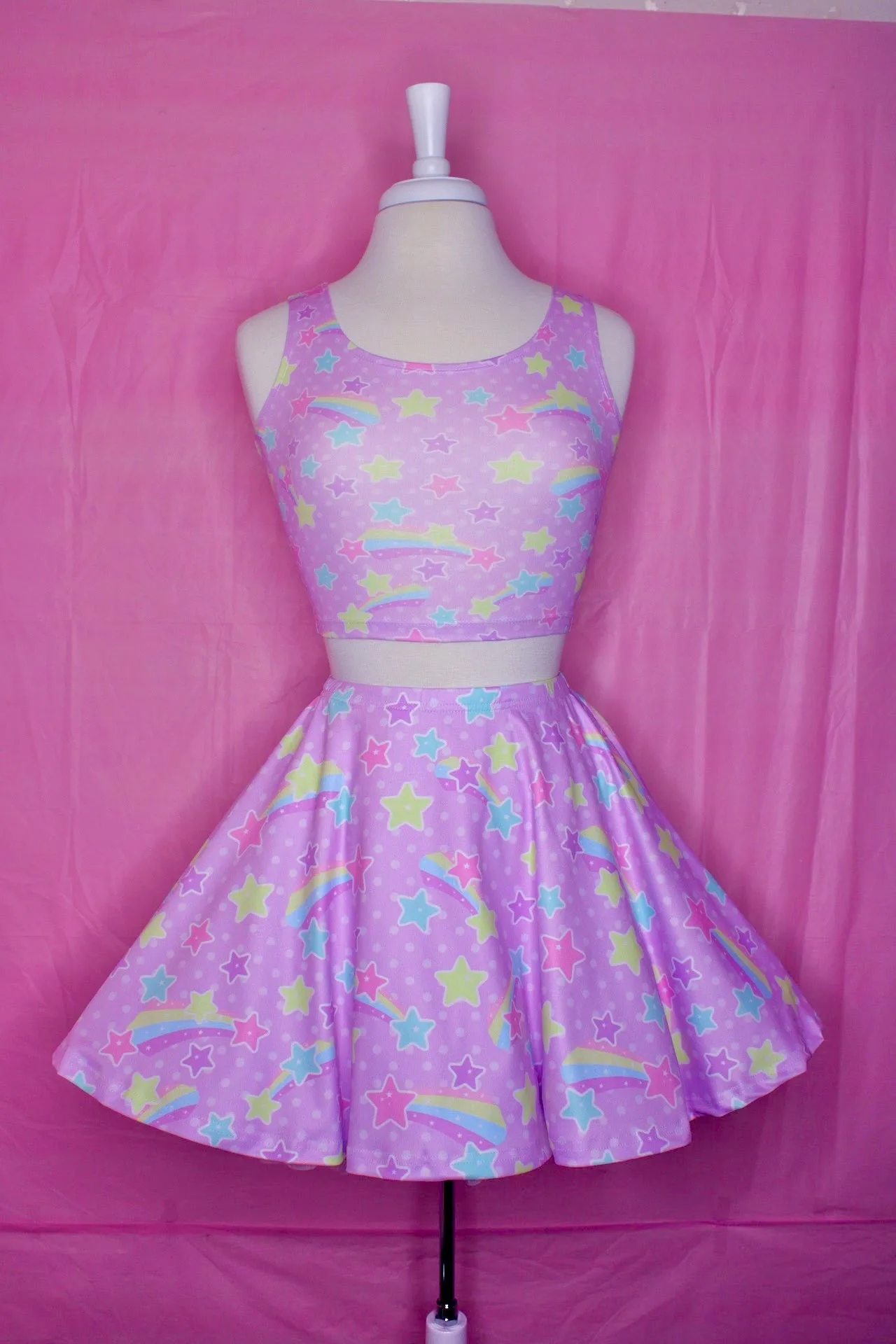 Starry Party Purple Skater Skirt [Made To Order]