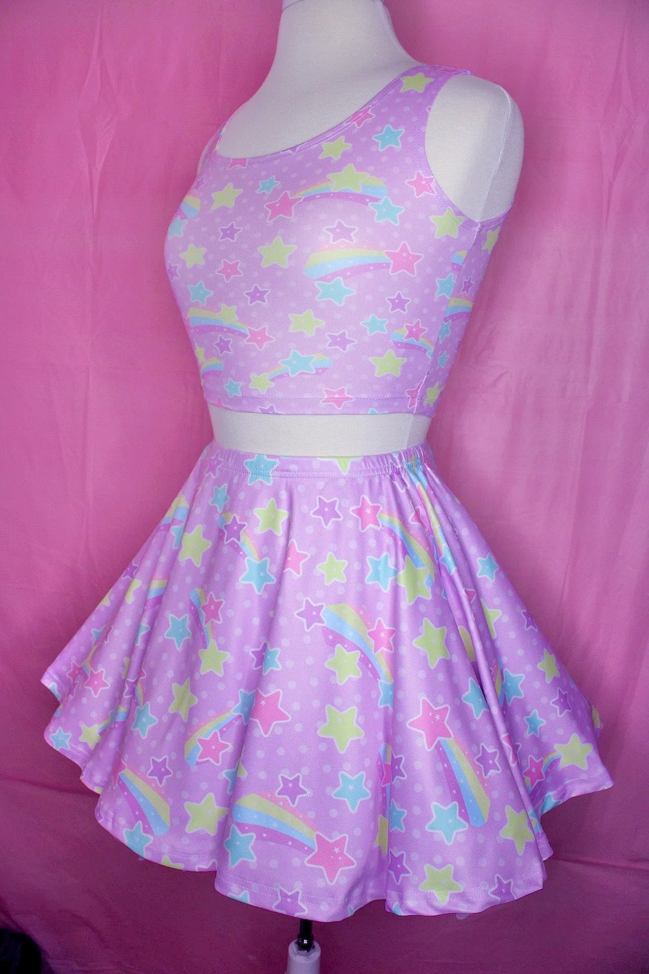 Starry Party Purple Skater Skirt [Made To Order]