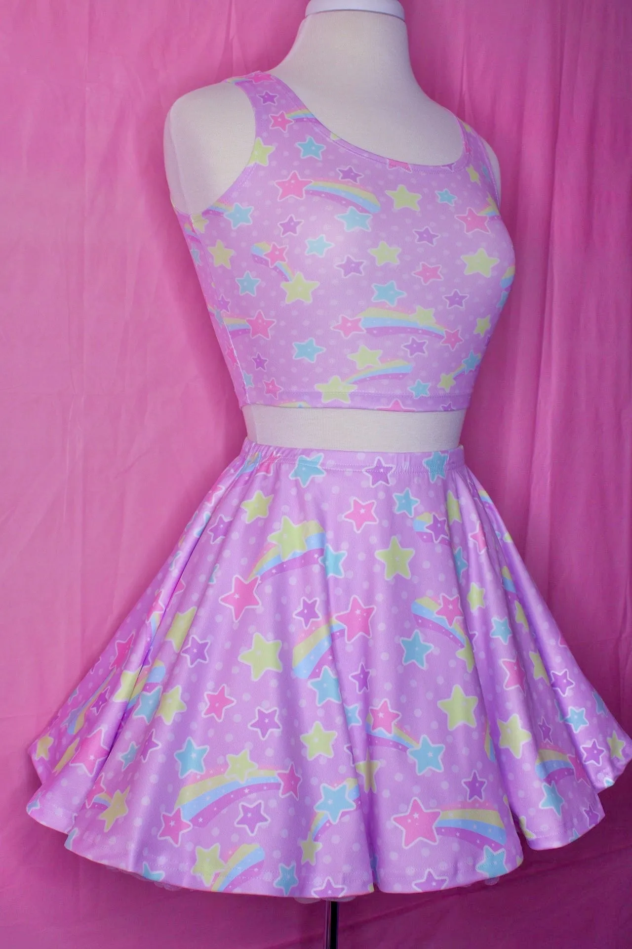 Starry Party Purple Skater Skirt [Made To Order]