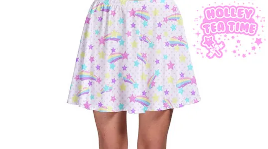 Starry Party White Skater Skirt [made to order]