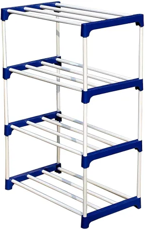 STRONGER STORE ASIAN Metal & Plastic Extra Strong shoe rack Multipurpose Shelves Shoes, Clothes, Books & Utility Rack Plastic, MILD Steel Shelf (heavy duty blue 4 SHELF)