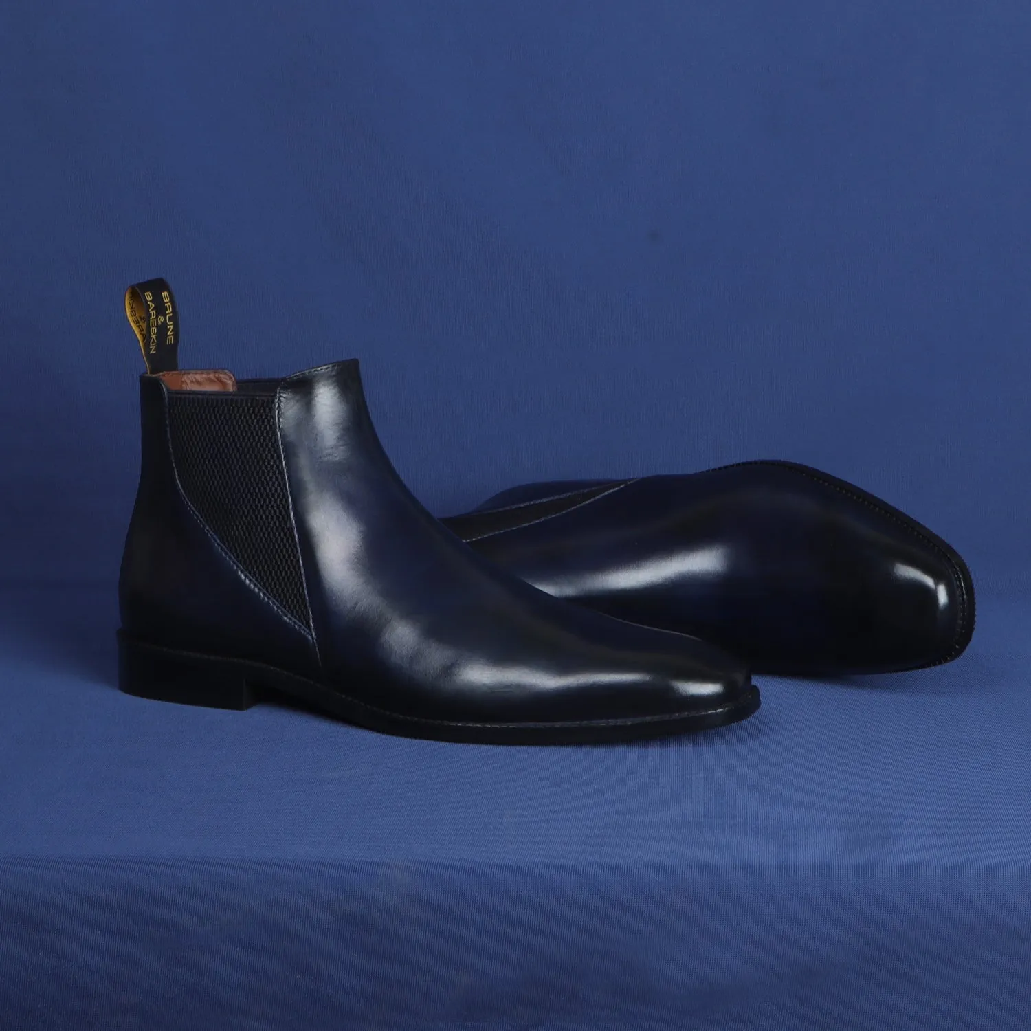 Stylish Sharp Elastic Blue Leather Chelsea Boot for Men By Brune & Bareskin