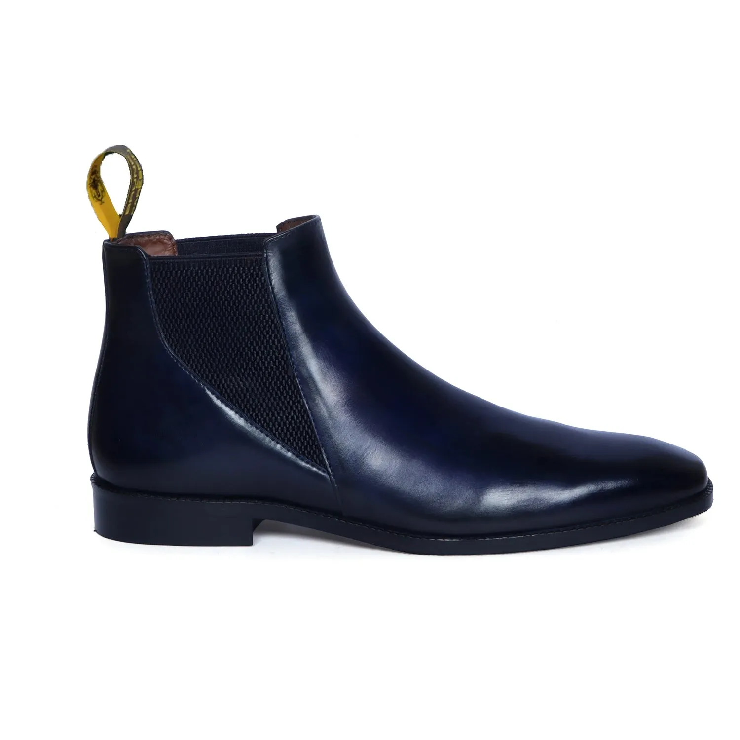 Stylish Sharp Elastic Blue Leather Chelsea Boot for Men By Brune & Bareskin